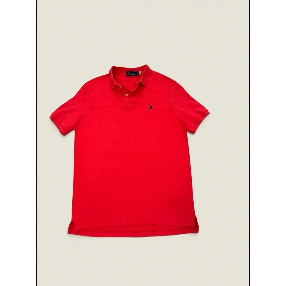 Polo Ralph Lauren Mens Red Short Sleeve Classic Fit Cotton Polo Shirt Size M
